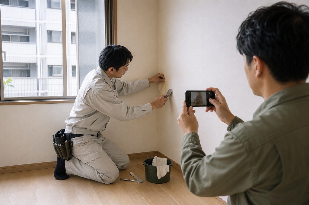 賃貸物件の内装工事と進捗確認の様子